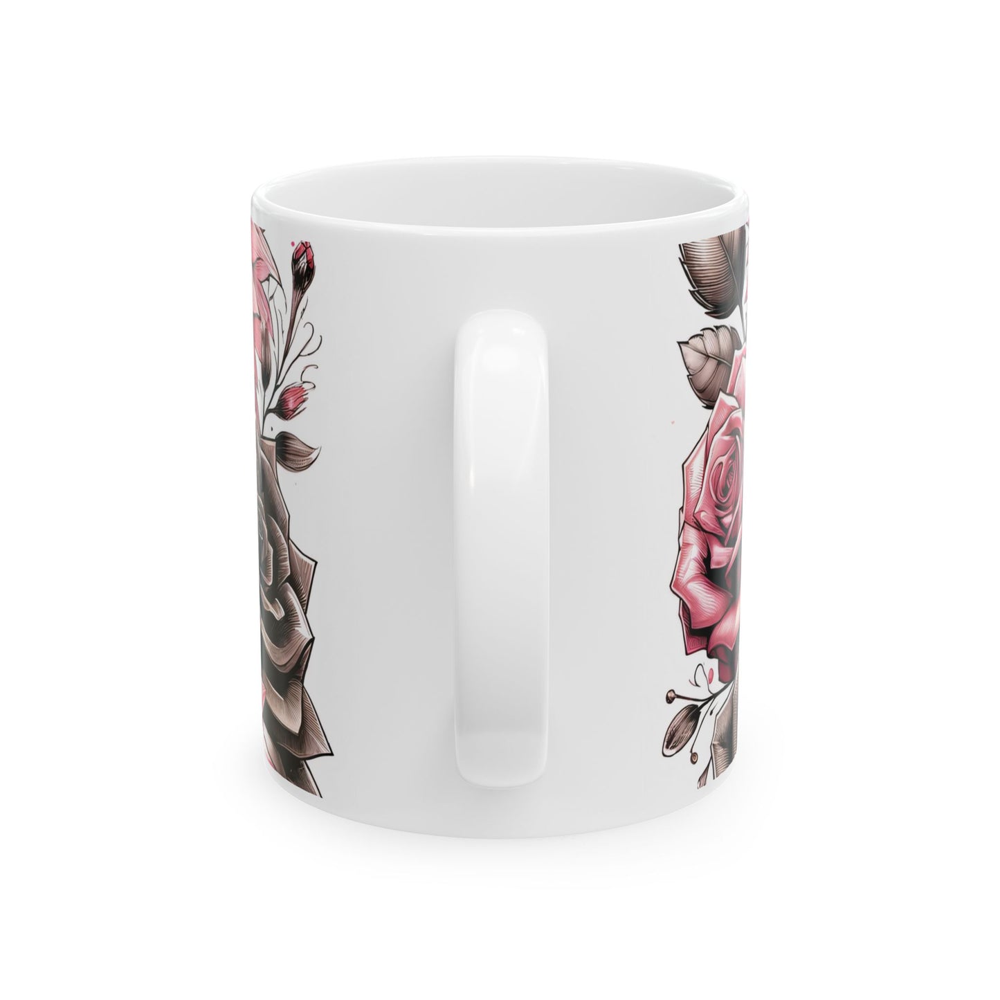 Sugar Skull Floral Ceramic Mug | 11oz & 15oz | Unique Gift for Tea/Coffee Lovers